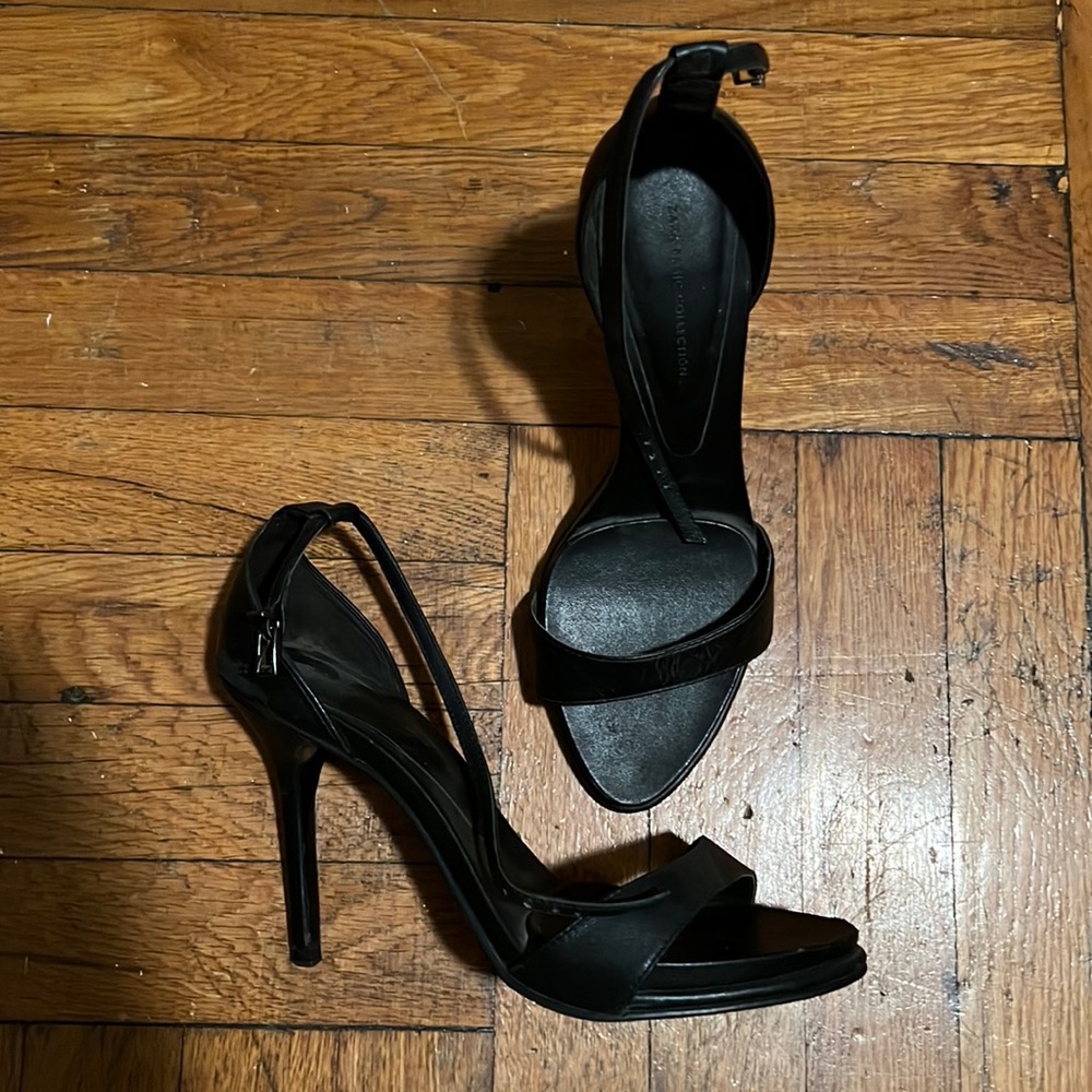 Zara Black leather stiletto heels